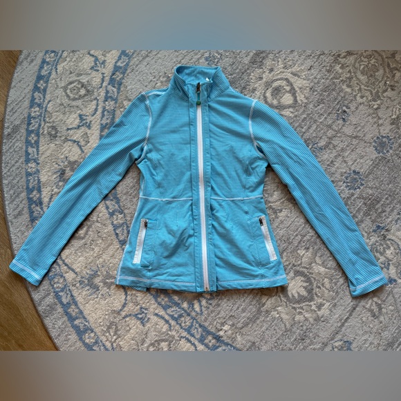 lululemon athletica Jackets & Blazers - Lululemon Light Blue and White Gingham Pleated Jacket
